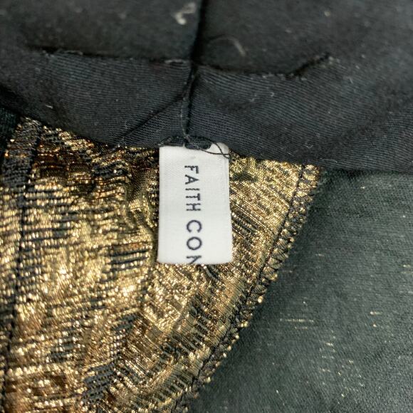 FAITH CONNEXION Size 2 Gold Black Polyester Blend Jacquard Tapered Dress Pants - Picture 5 of 5
